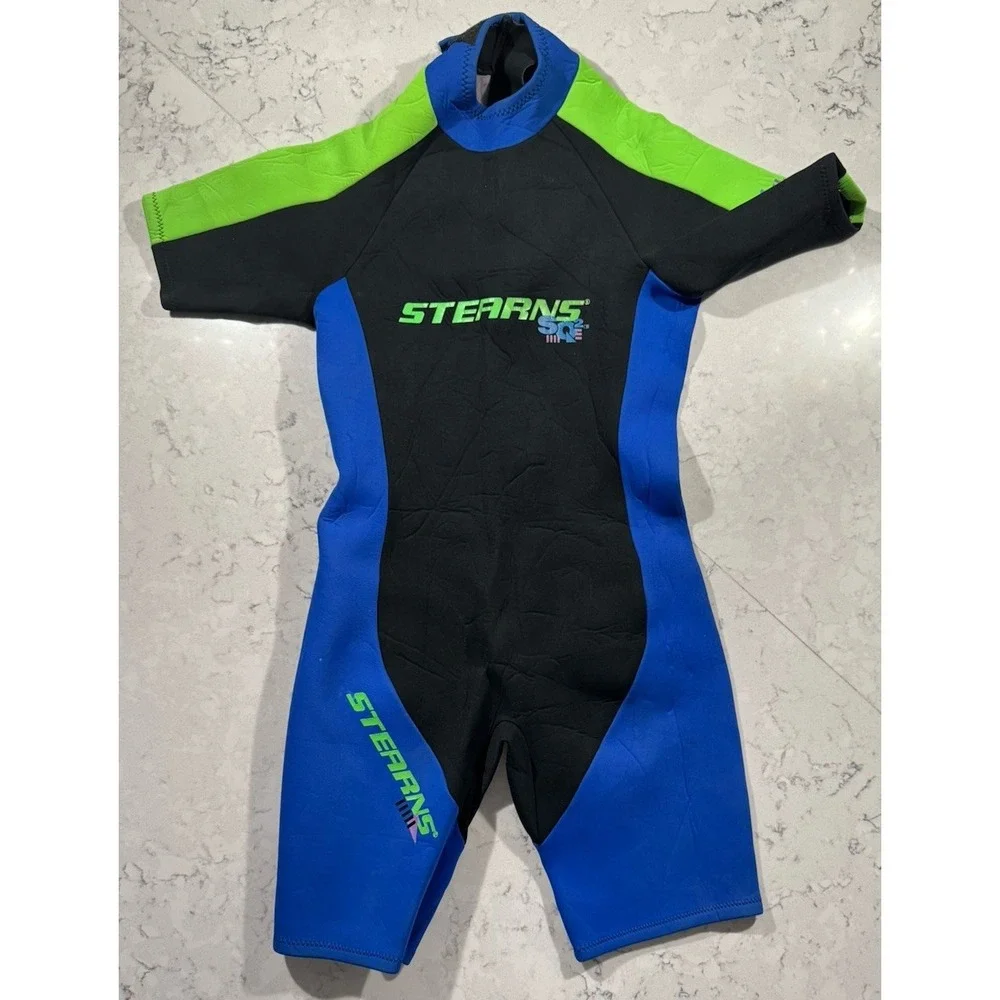 VTG Stearns SQ2 Shorty Wetsuit Mens Large Blue Black Neoprene Spring Suit 90s